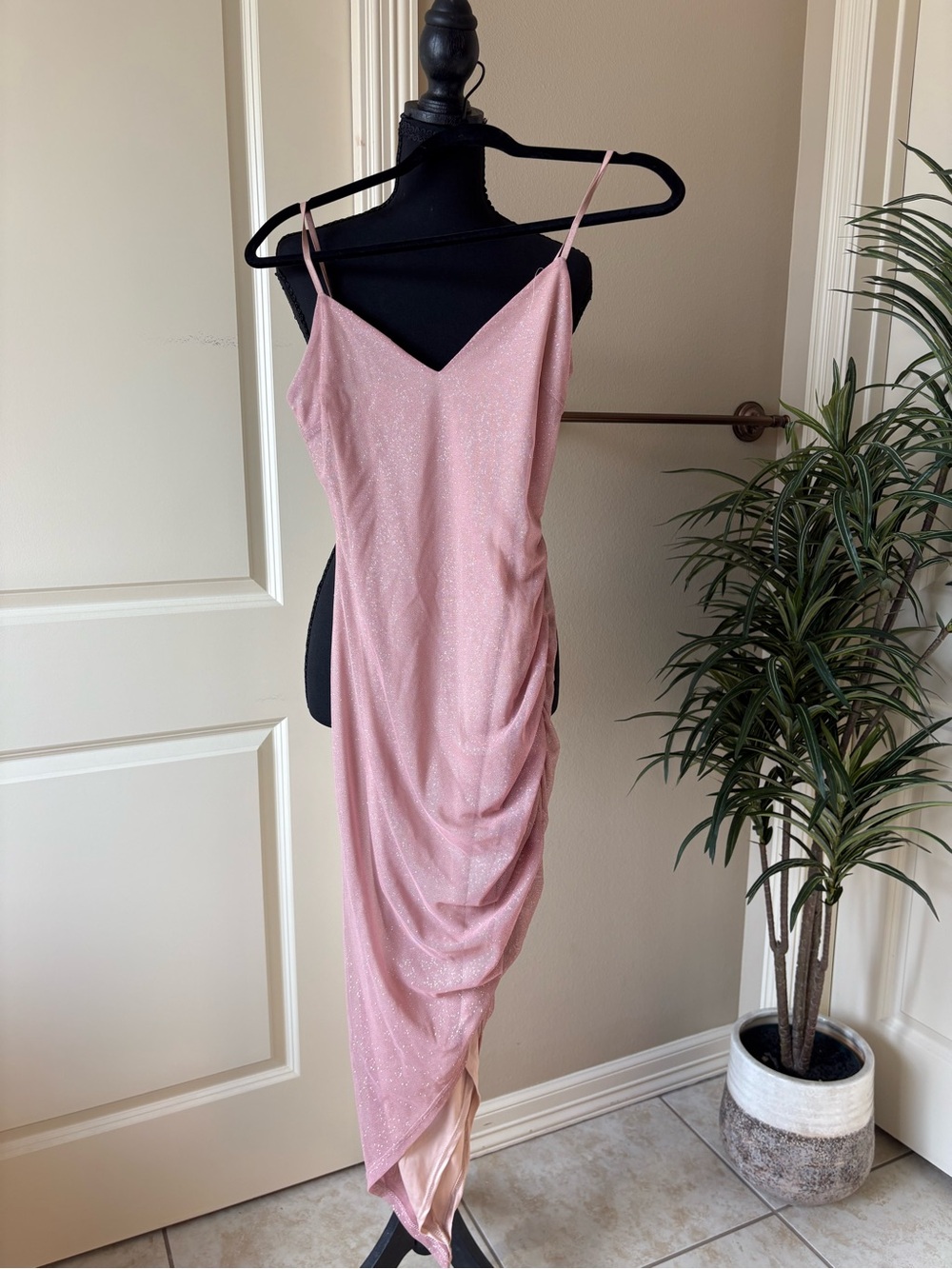Pink Sparkle Draped Dress Windsor Size S